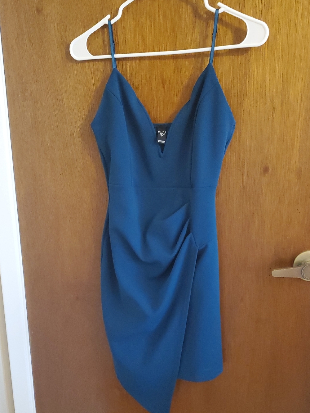 Windsor Teal Spaghetti-Strap V-Neck Mini Dress